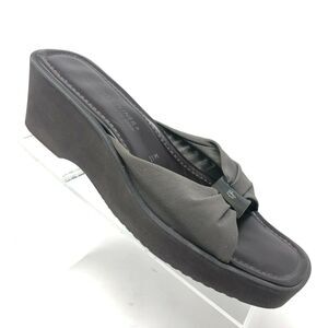 Donald Pliner Sandal Women's 11 Wedge Brown Fabric Foam Open Toe Slide